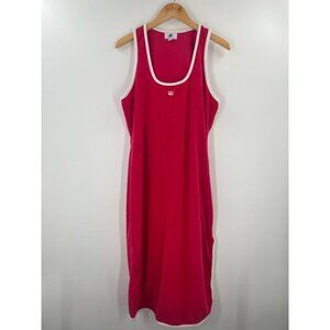 Juicy Couture Women Size XL Pink and White Split Y2K Terry Maxi Dress